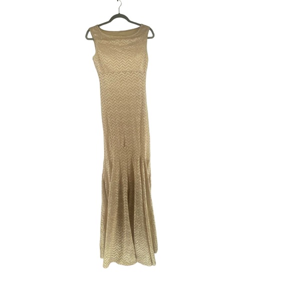 Jump Apparel by Wendye Chaitin Cocktail Formal Dress gold sparkle womens sz 5/6 - Picture 1 of 11